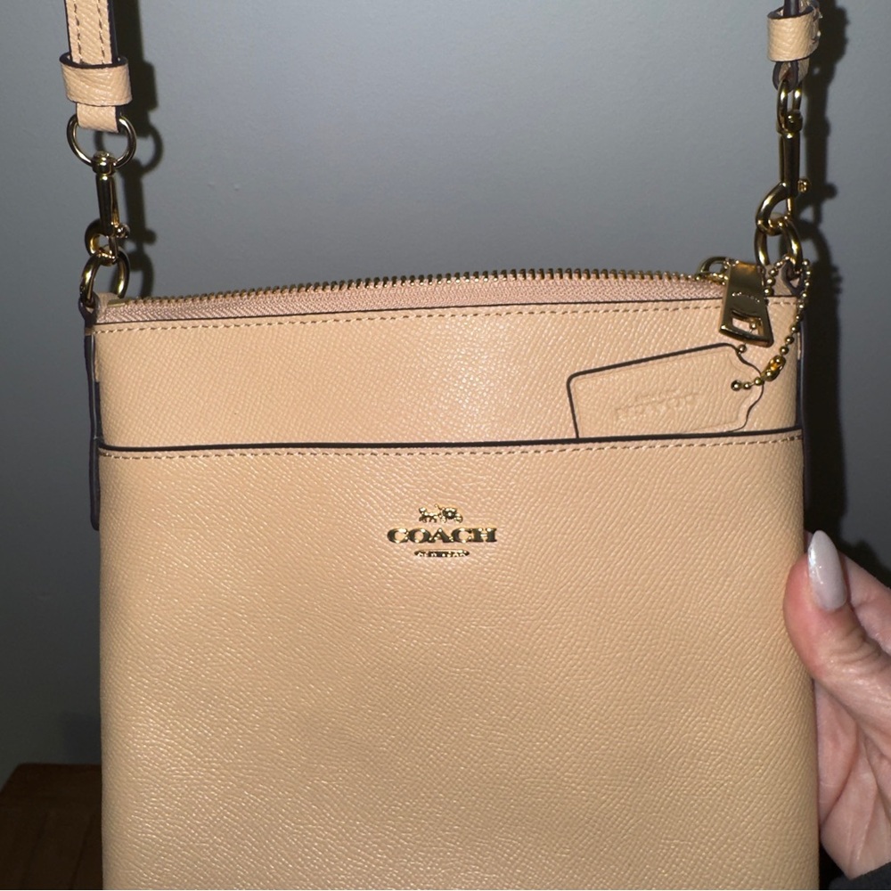Coach Tan Crossbody Bag 8”x8”